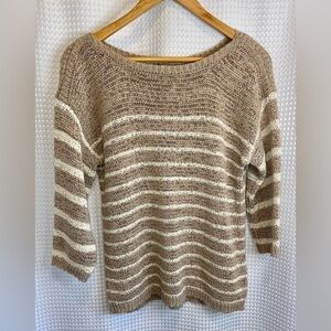 Women’s Jones‎ New York Tan with white straps knitted sweater size medium